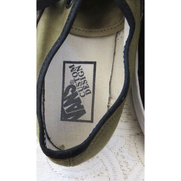 Vans Authentic Women's Custom Design Olive/Paisley  7.5 EUC - Picture 3 of 11
